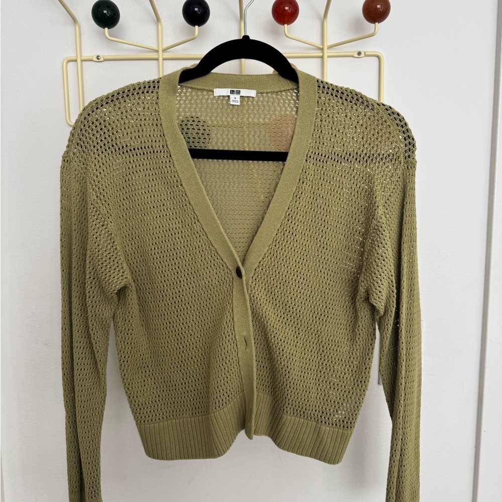 uniqlo green mesh cardigan